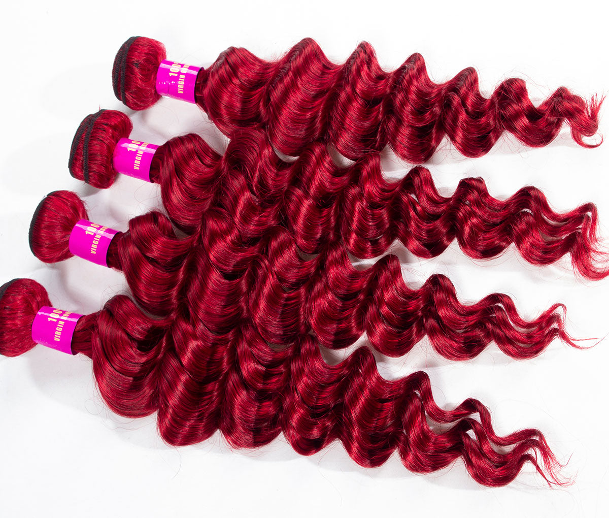 Red Human Hair Bundles Loose Deep Virgin Hair Bundles