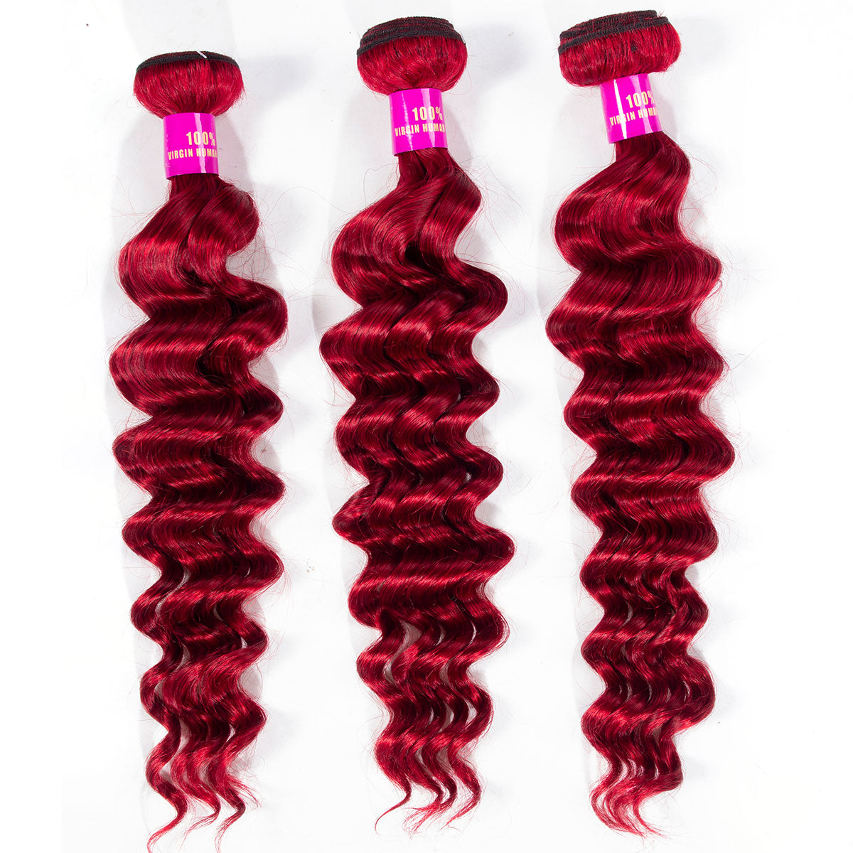 Red Human Hair Bundles Loose Deep Virgin Hair Bundles