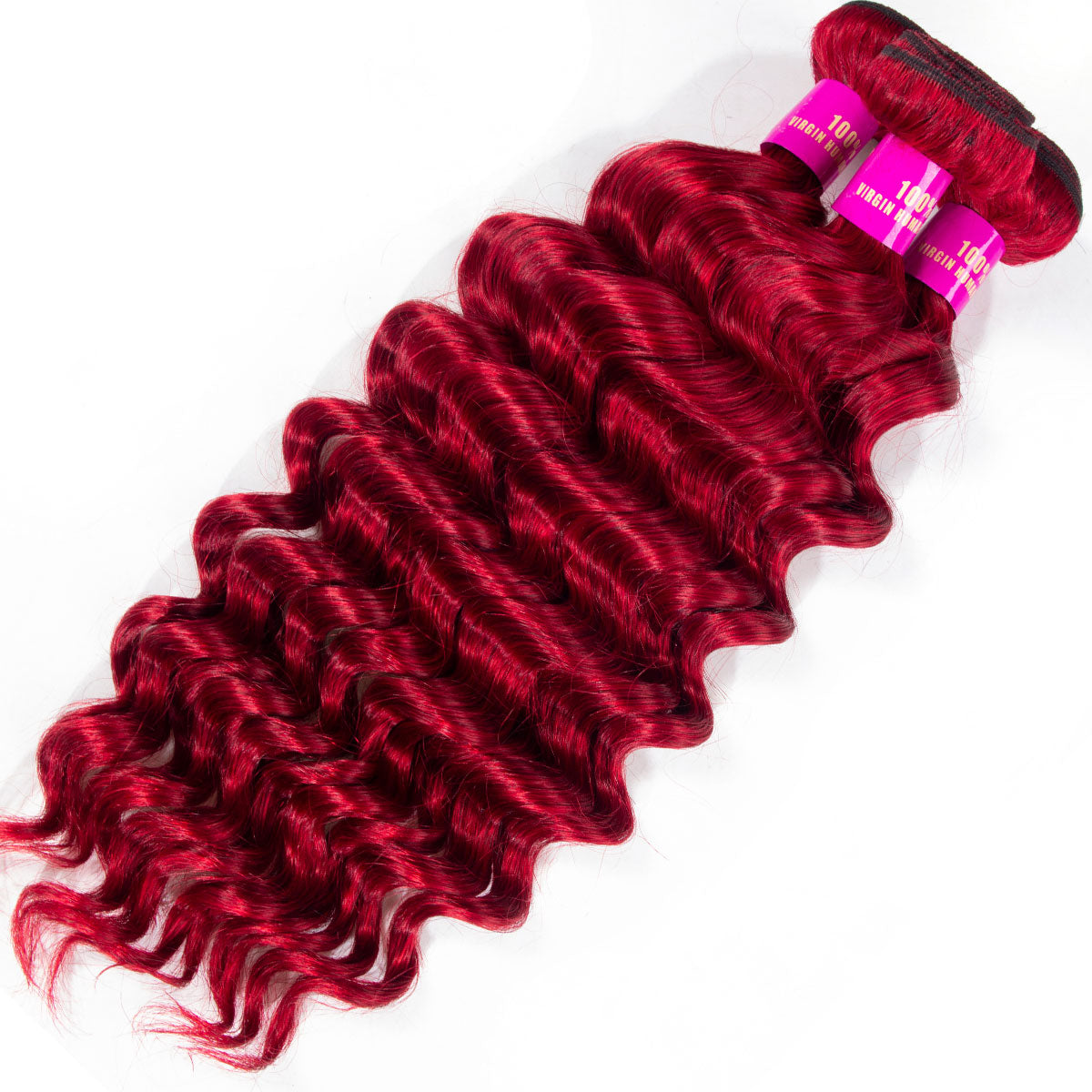 Red Human Hair Bundles Loose Deep Virgin Hair Bundles