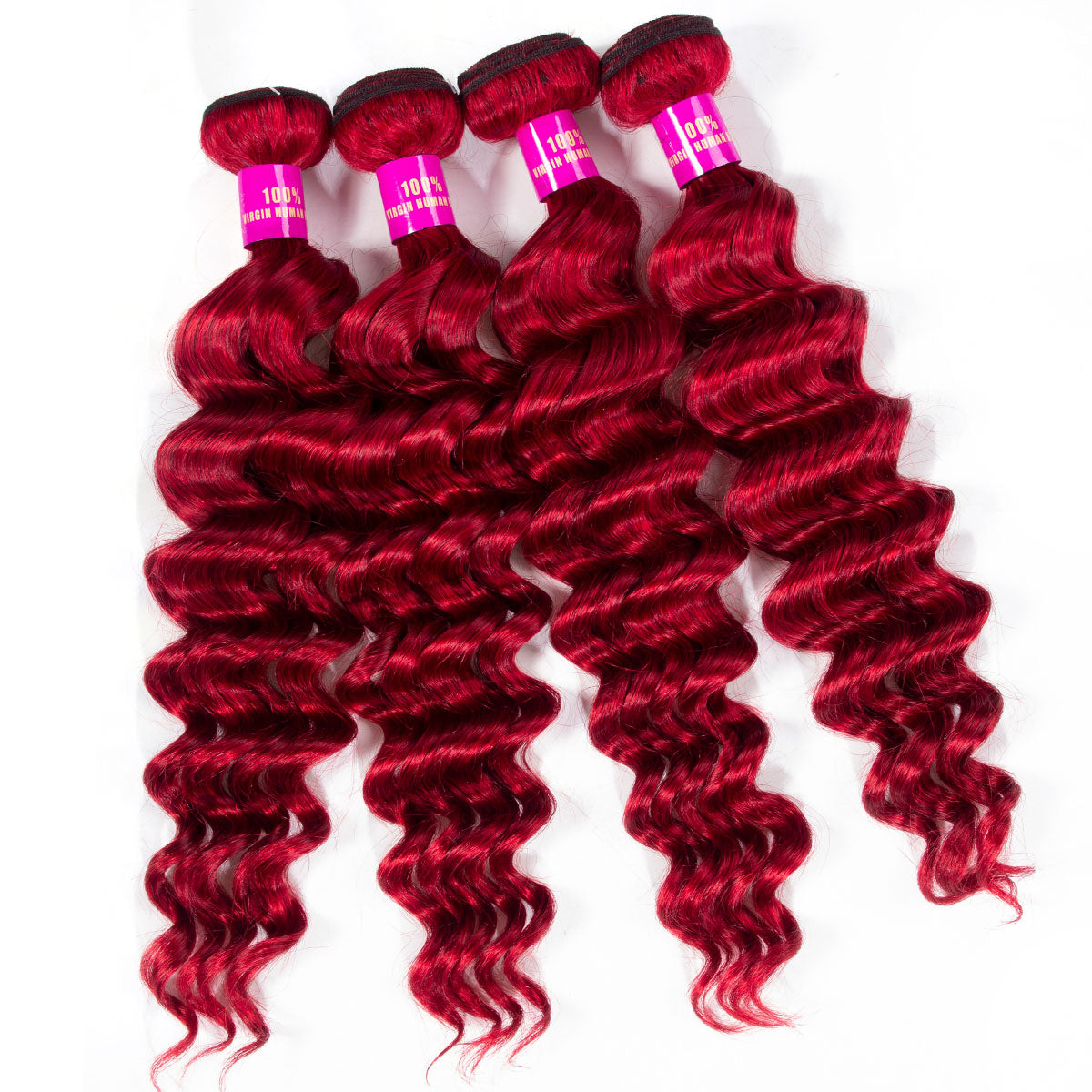Red Human Hair Bundles Loose Deep Virgin Hair Bundles