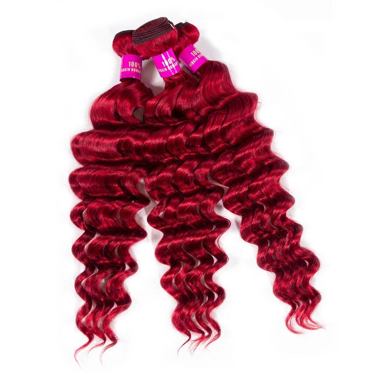 Red Human Hair Bundles Loose Deep Virgin Hair Bundles
