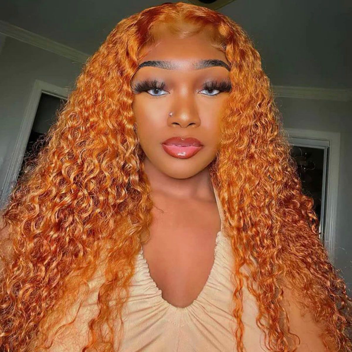 Ginger Curly Wig 13x4 Lace Front Wig Undetectable Lace Human Hair Wig