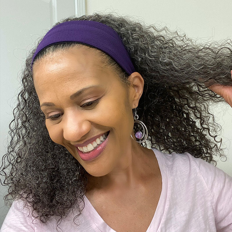 Medium Salt & Pepper Kinky Curly 100% Human Hair Headband Wig For Black Women Dark Sliver Grey