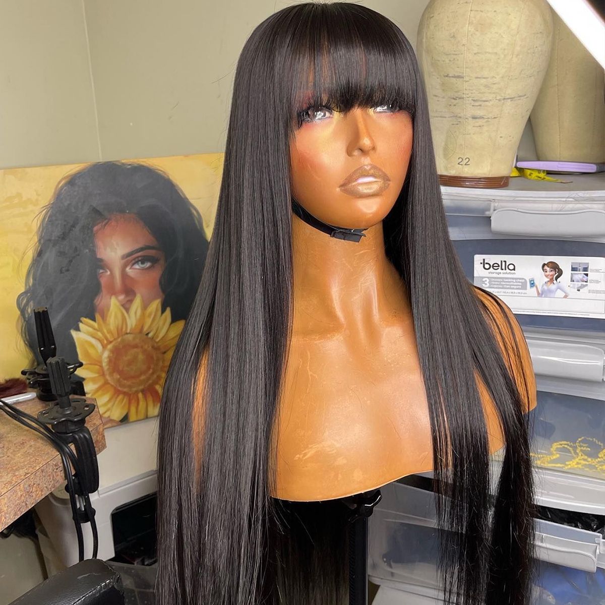 Wear Go Glueless Straight Pre-Cut 5x5 Lace Wigs with Bangs 180%