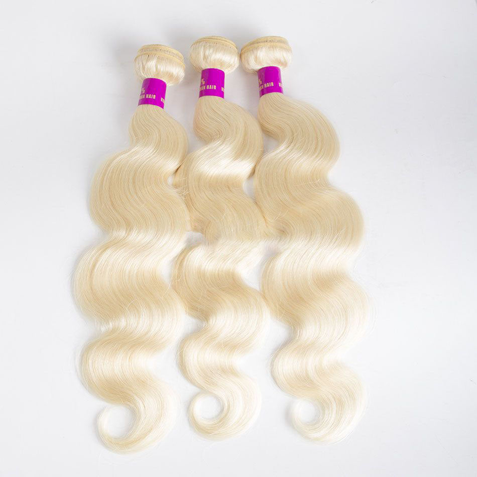 Curlymuse hair Brazilian blonde body wave human hair 3 bundles virgin human hair 613 color