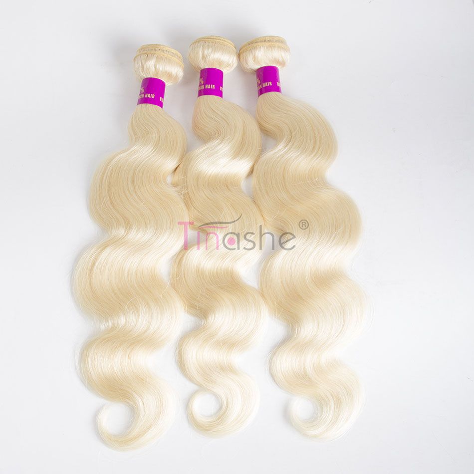 hair Brazilian blonde bundle hair with lace frontal closure color 613 blonde body wave 3 bundles with frontal closure