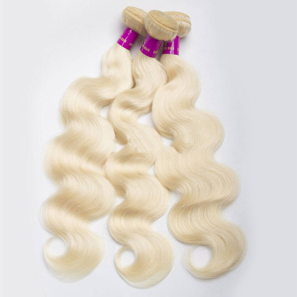 Curlymuse hair Brazilian blonde body wave human hair 3 bundles virgin human hair 613 color