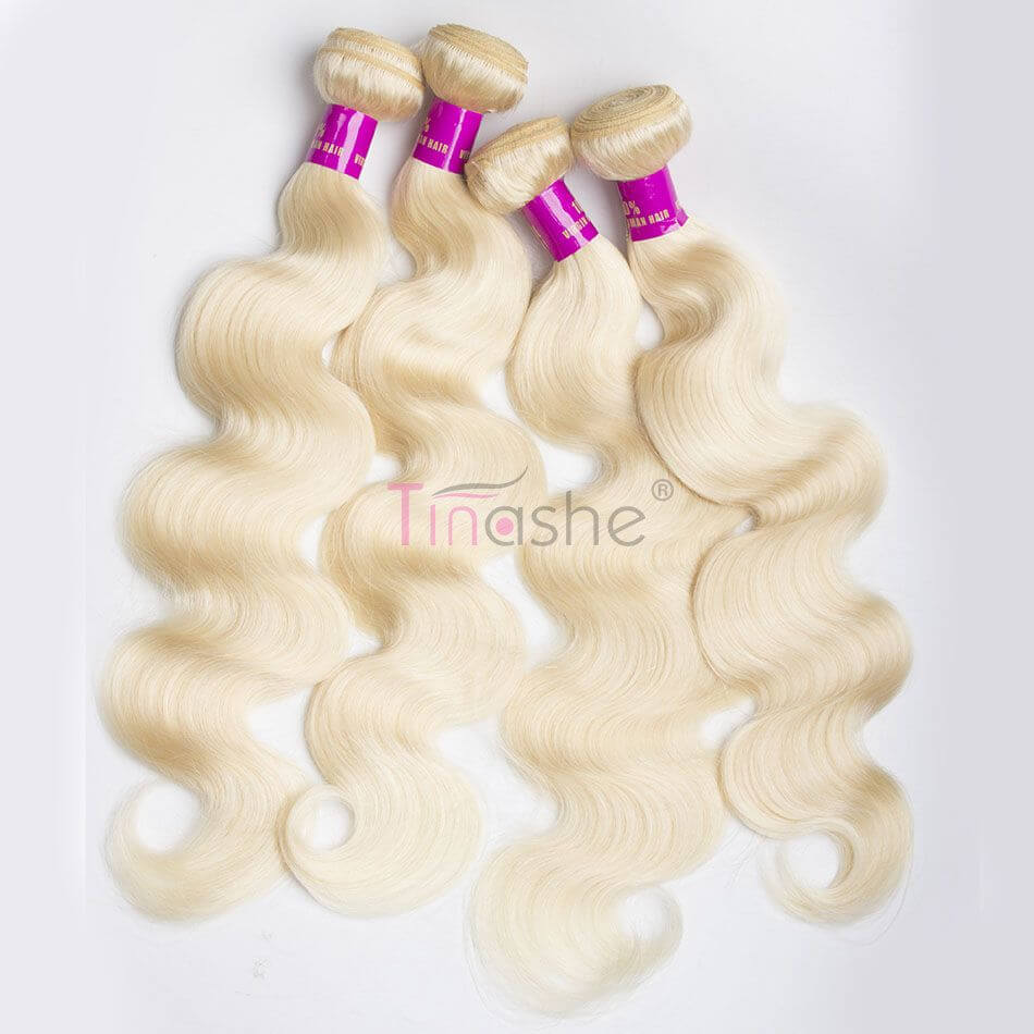 hair Brazilian blonde body wave human hair 3 bundles virgin human hair 613 color