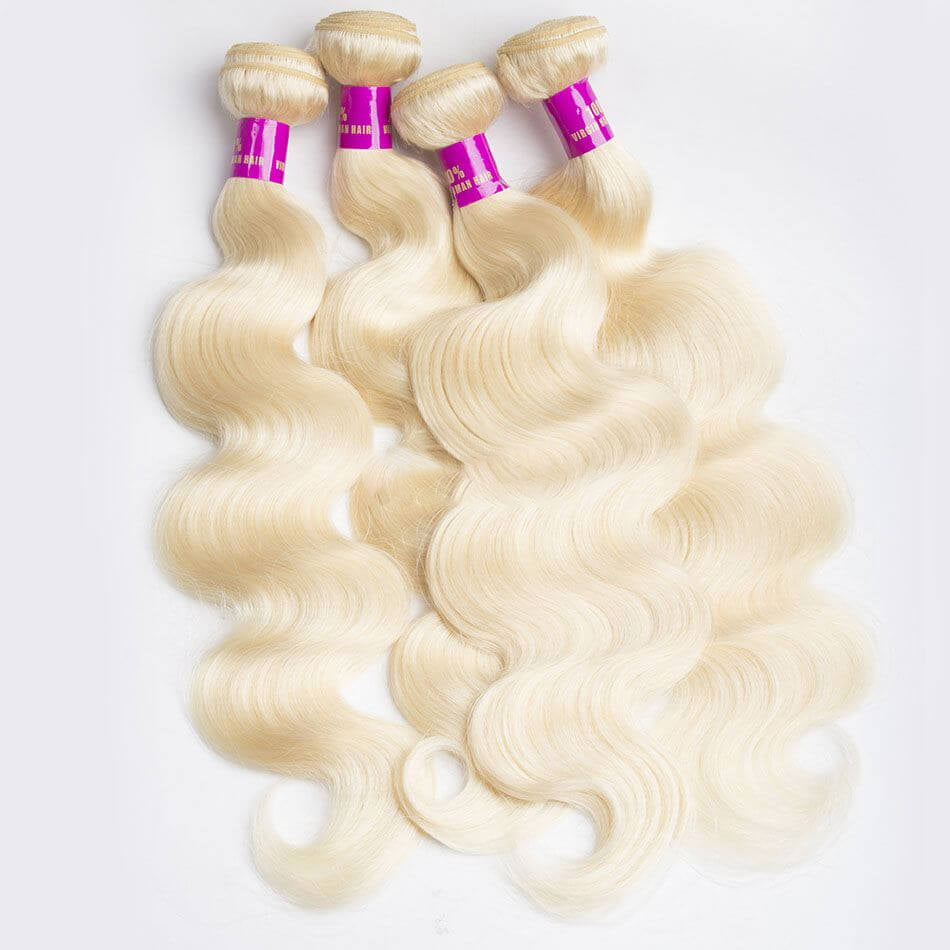 Curlymuse hair Brazilian blonde body wave human hair 3 bundles virgin human hair 613 color