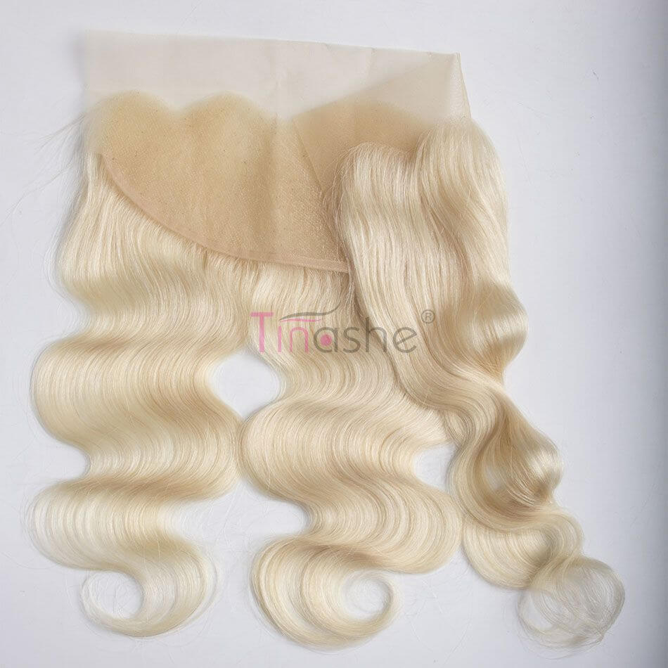 hair Brazilian blonde bundle hair with lace frontal closure color 613 blonde body wave 3 bundles with frontal closure