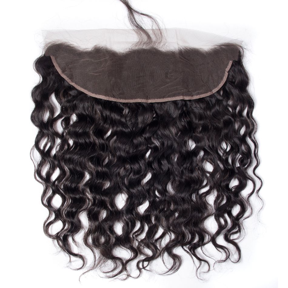 Wet And Wavy Human Hair Weave Bundles With Frontal Natural Color 4 Bundles Brazilian Water Wave With Frontal