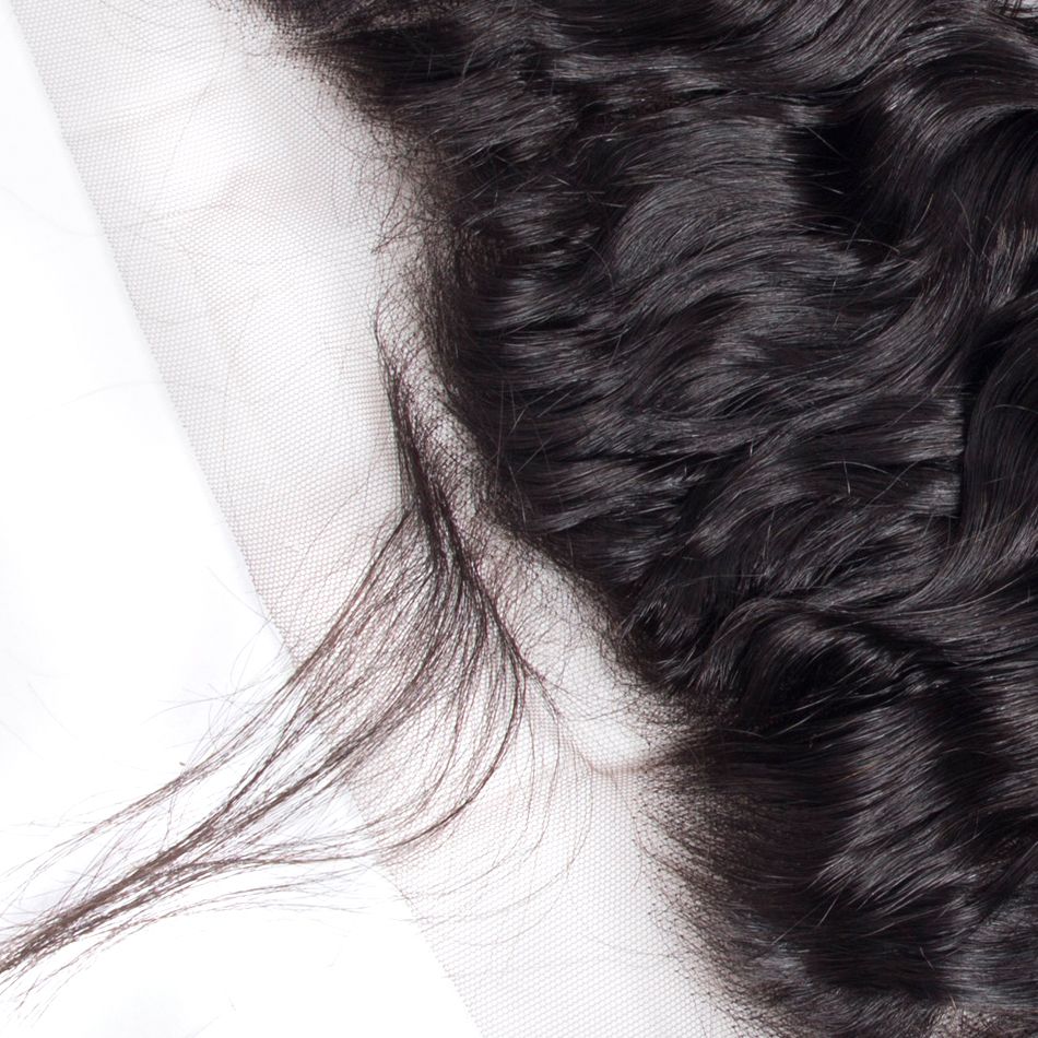 Wet And Wavy Human Hair Weave Bundles With Frontal Natural Color 4 Bundles Brazilian Water Wave With Frontal