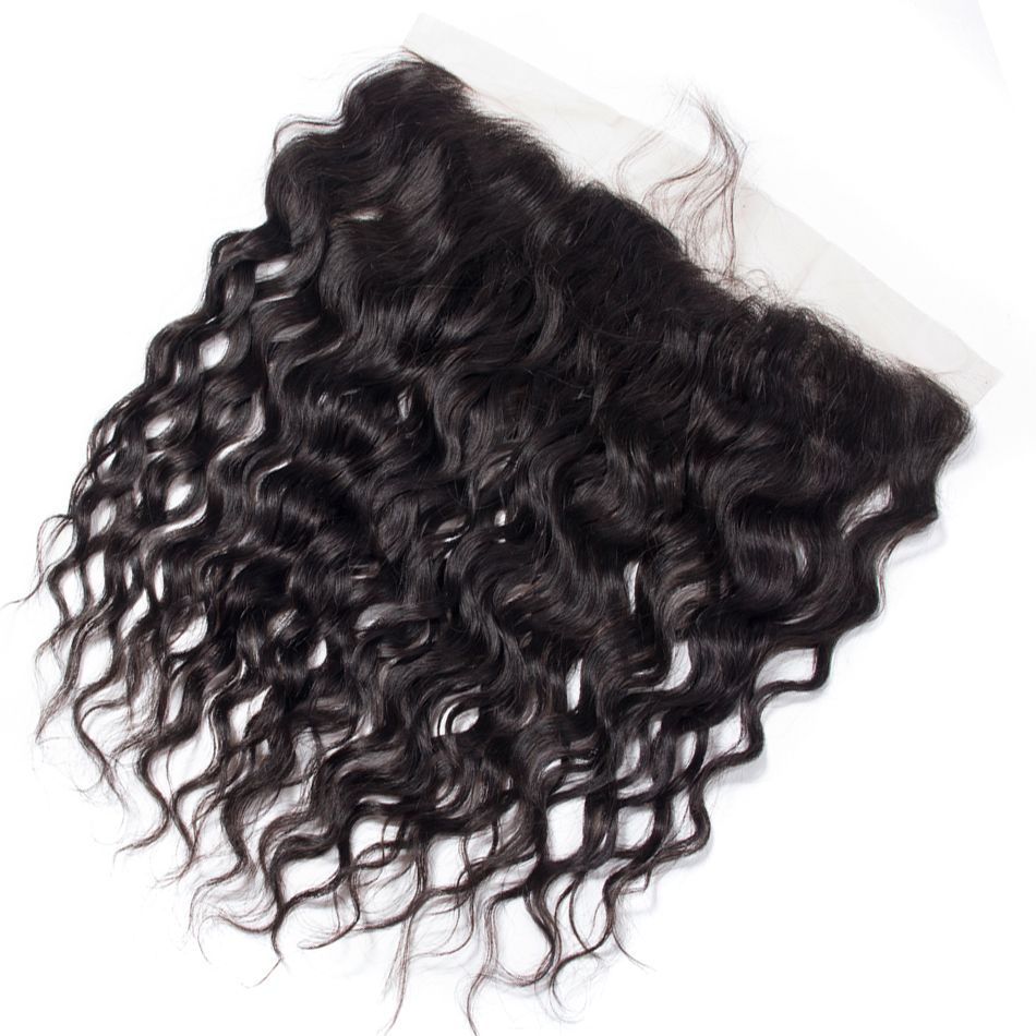 Wet And Wavy Human Hair Weave Bundles With Frontal Natural Color 4 Bundles Brazilian Water Wave With Frontal