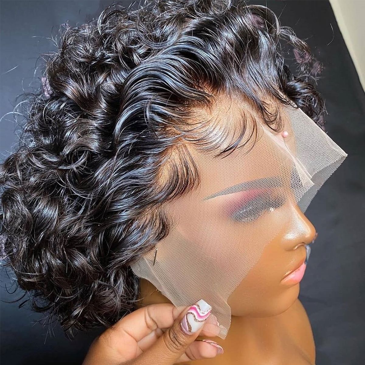 Pixie Cut Water Wave Short Bob Wig Bouncy Curly Glueless 13x4 Lace Front Wigs