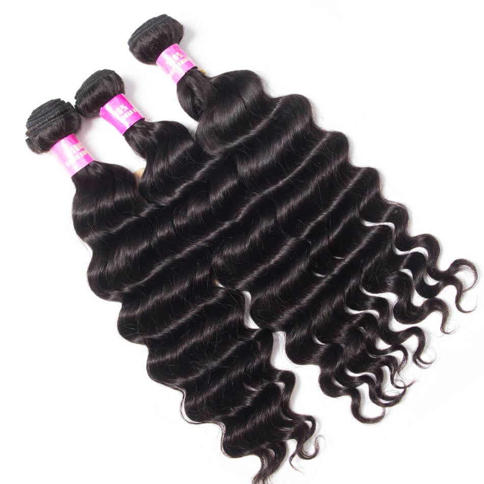 Brazilian Loose Deep 3 Bundles with 5×5 Lace Closure for Full Head Sale
