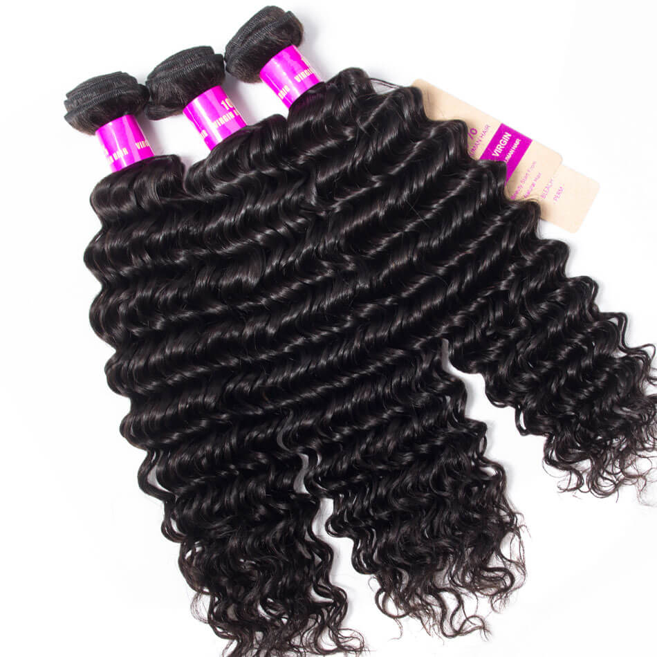 Hair Indian Virgin Hair Deep Wave 3 Bundles Grade Indian Virgin Hair Deep Curly Remy Human Hair Weave