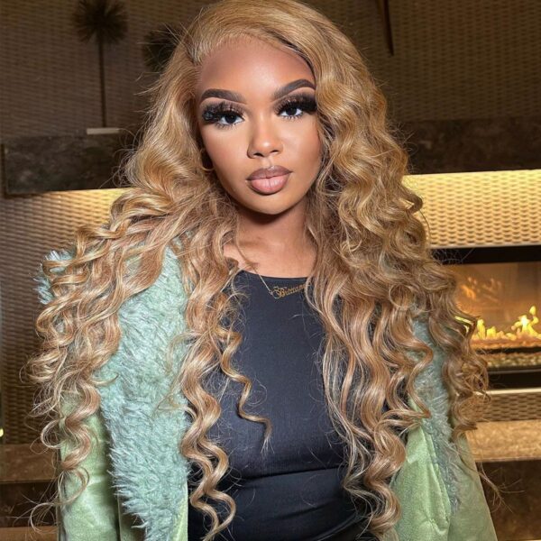 #27 Honey Blonde Loose Deep Wave HD Lace Wig  Human Hair Wig 180% Density