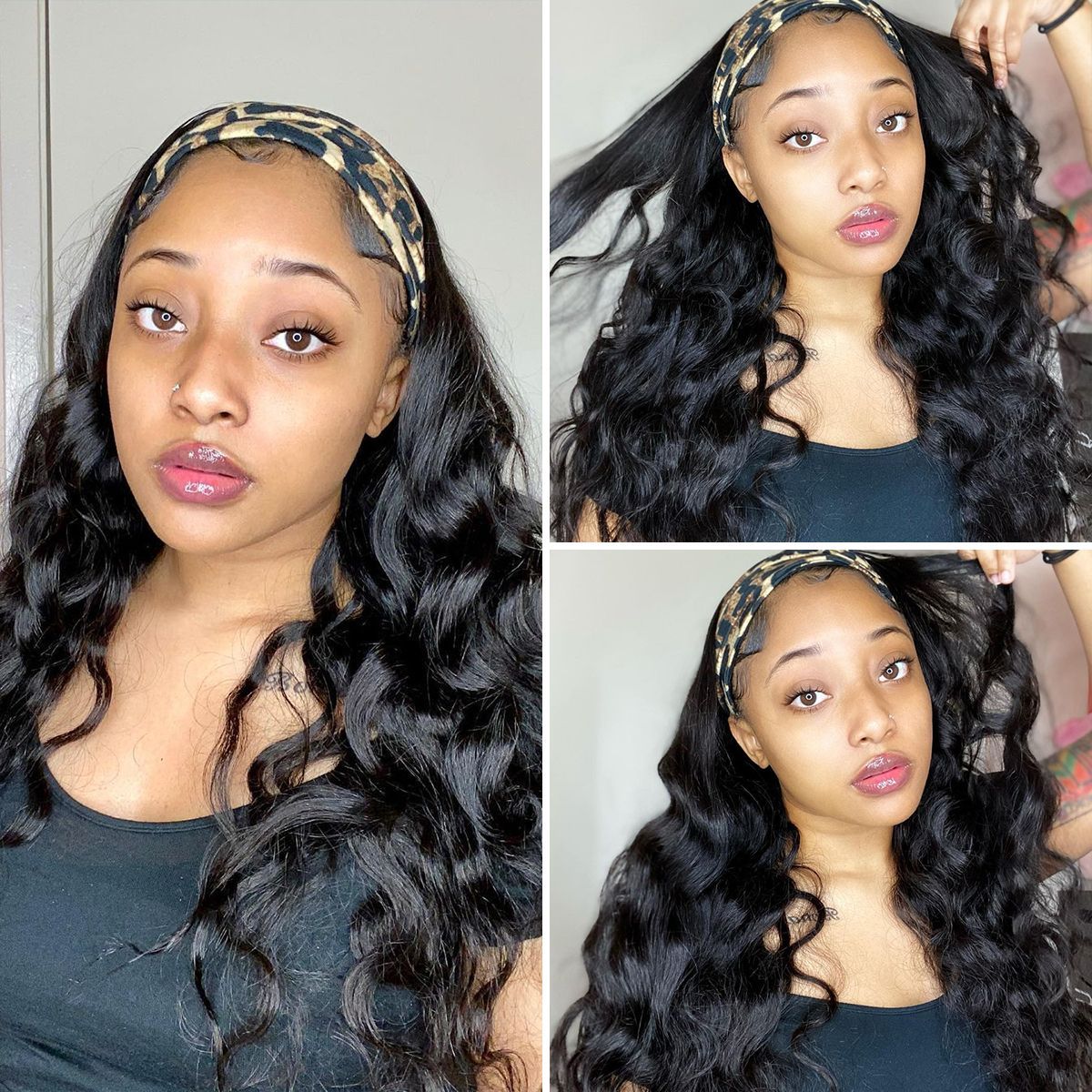 Body Wave Headband Wigs Human Hair Wigs No Glue No Gel Half Wig Easy Install