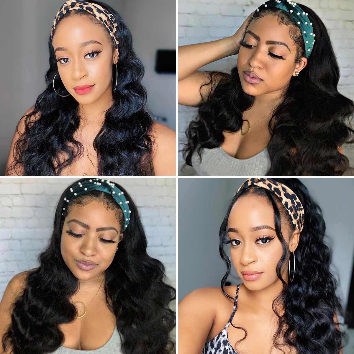 Body Wave Headband Wigs Human Hair Wigs No Glue No Gel Half Wig Easy Install