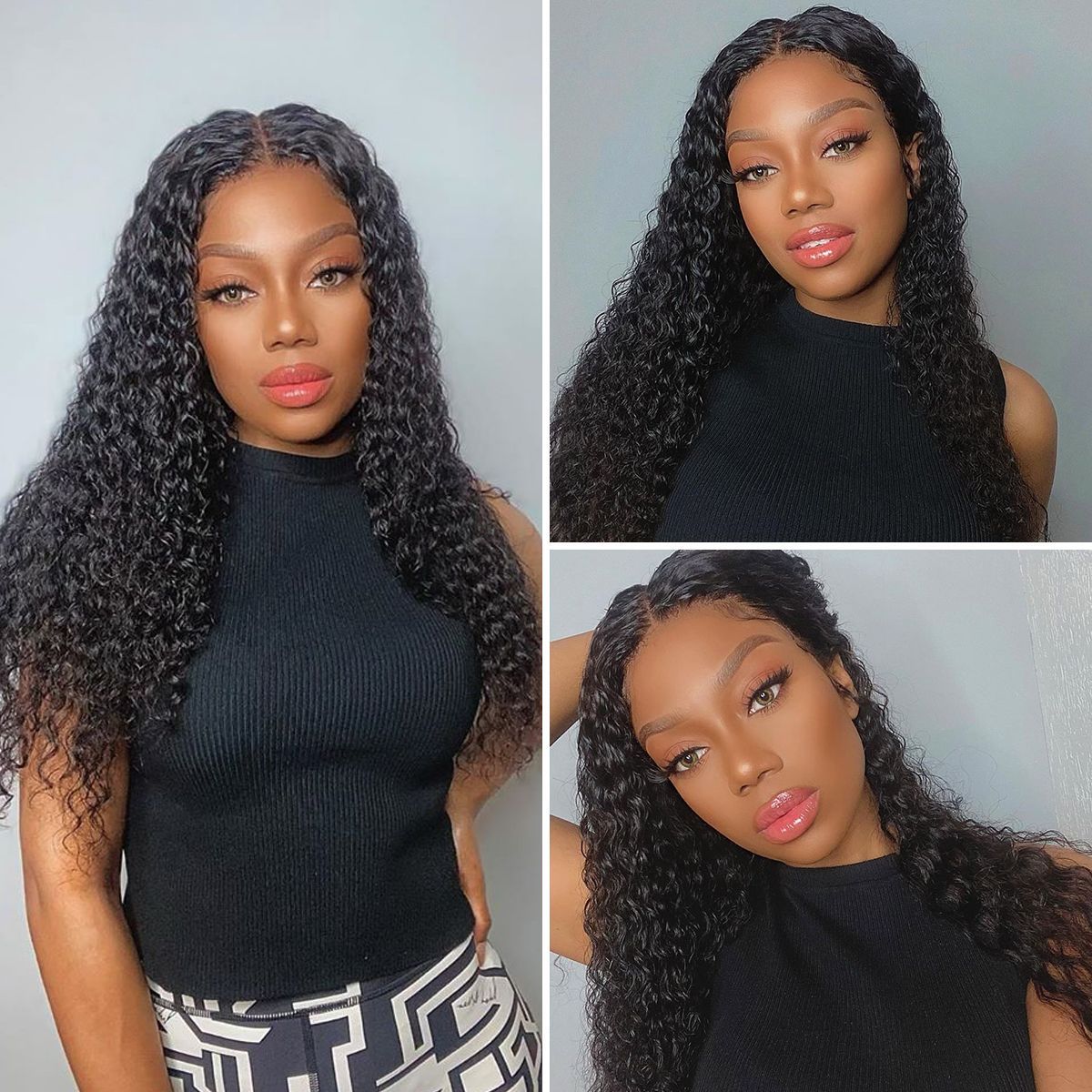 Curly U Part Wig Human Hair Half Wig Put On &amp; Go 180%