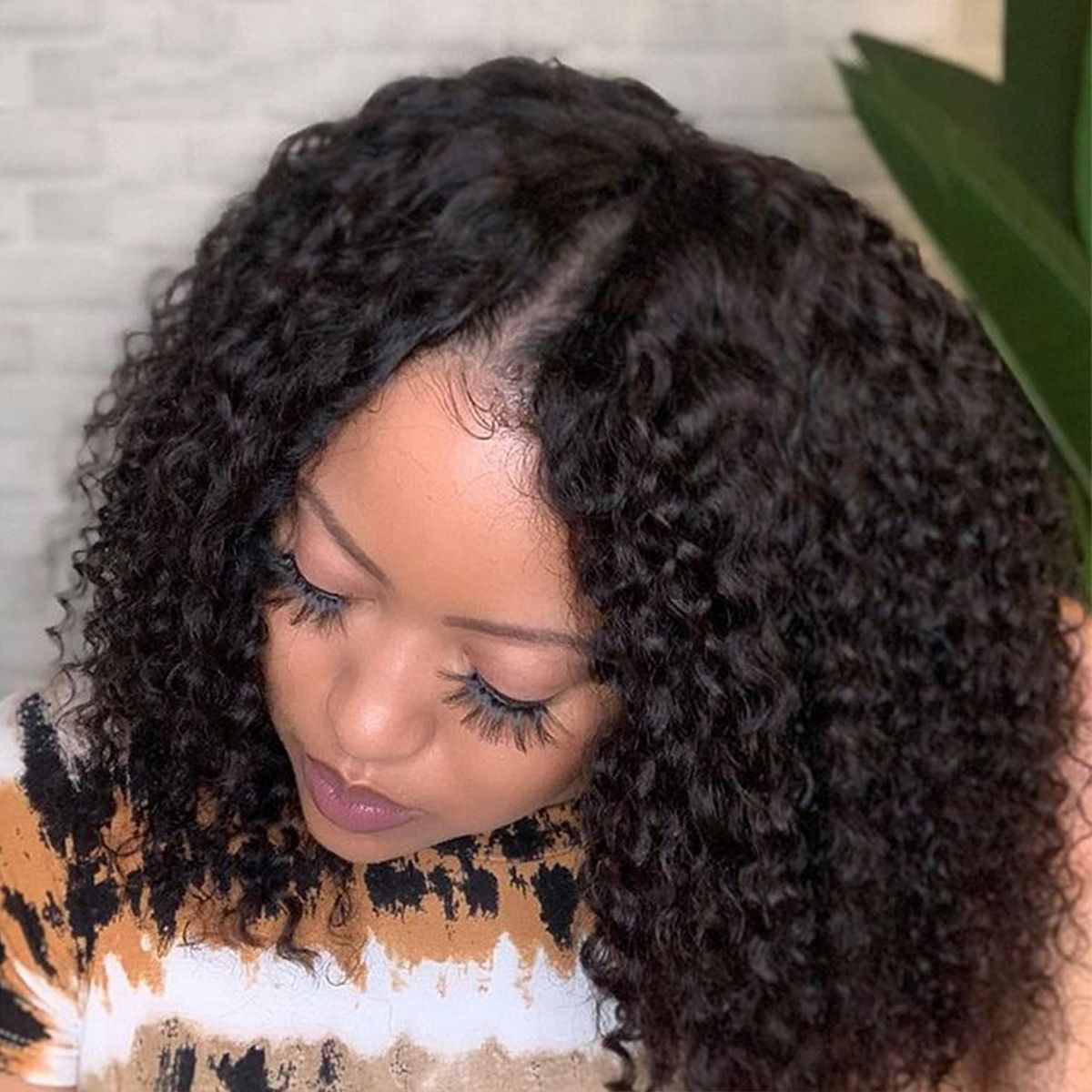 V Part Curly Short Bob Wigs No Glue Needed Easy Install