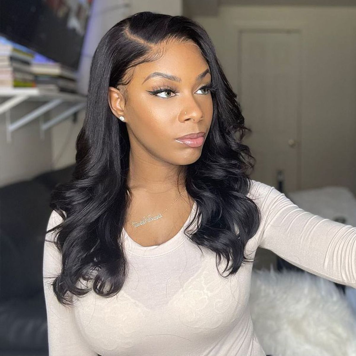 New Body Wave Shoulder Length Wig Glueless HD Lace Front Wig