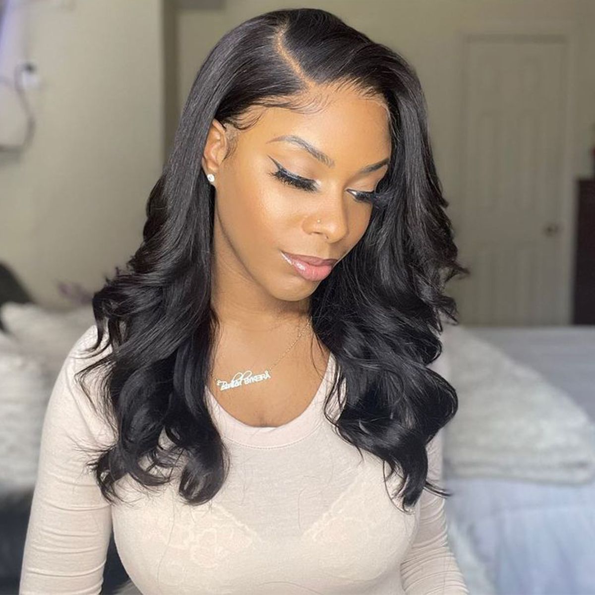 New Body Wave Shoulder Length Wig Glueless HD Lace Front Wig