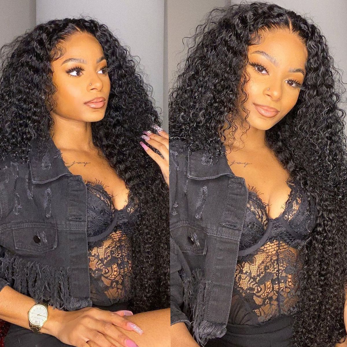 Curly U Part Wig Human Hair Half Wig Put On &amp; Go 180%