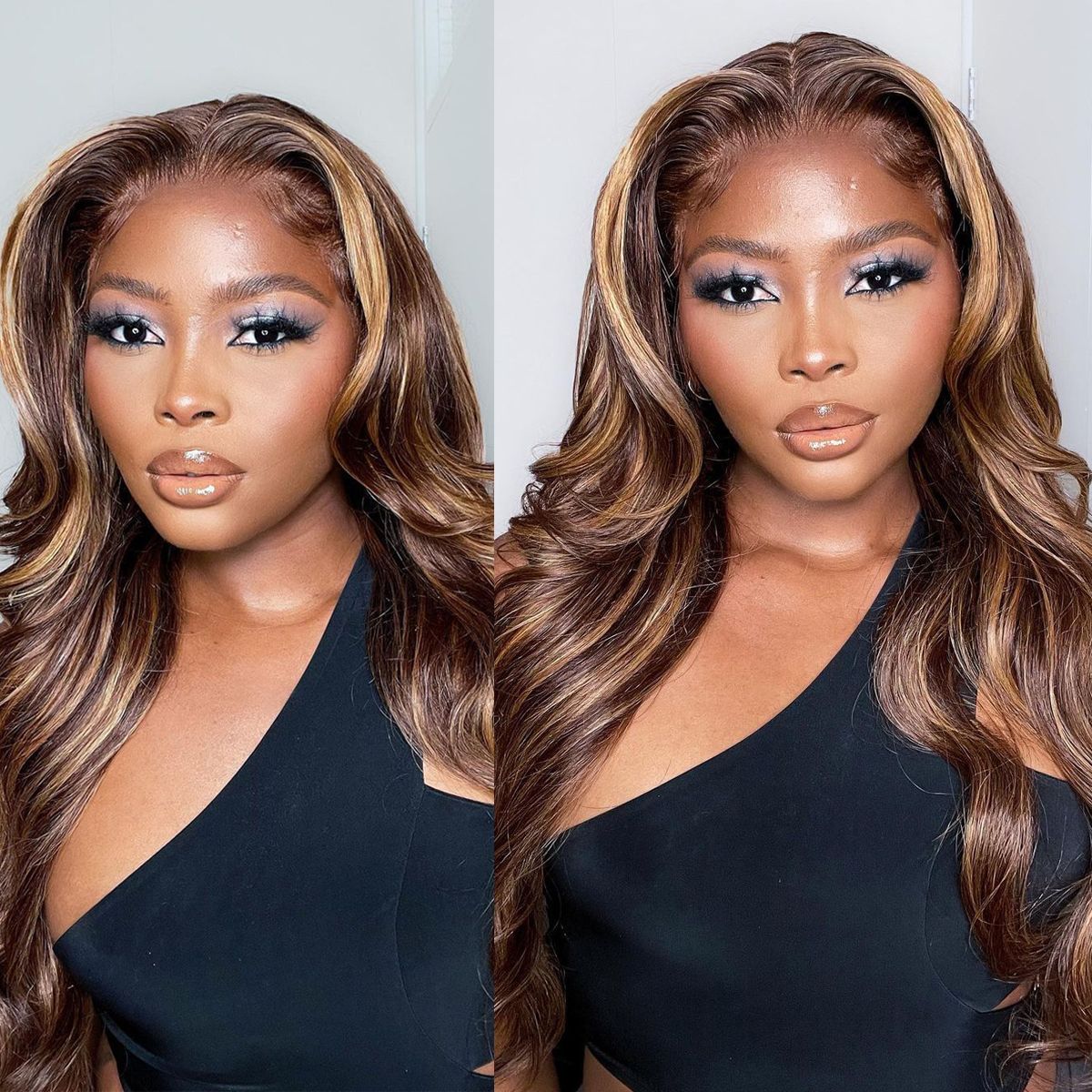 Balayage Highlight Honey Blonde Body Wave Lace Front Wigs 180% Density Wig