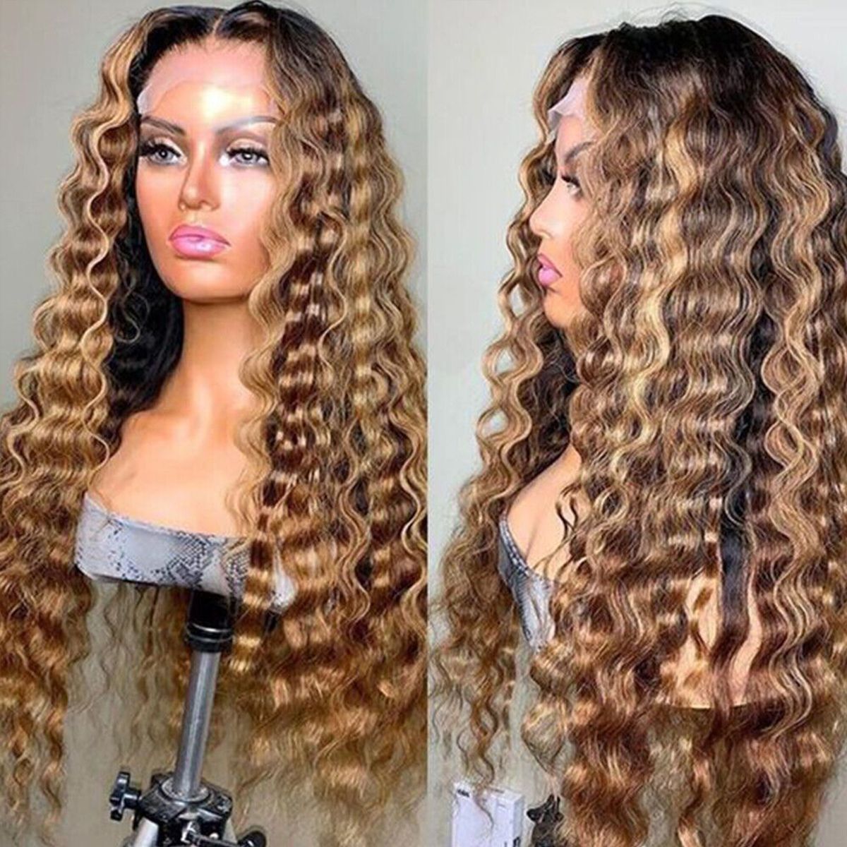 Ombre Highlight Honey Blonde Loose Deep Wave Wig 6x5 13x4 HD Lace Frontal Wig