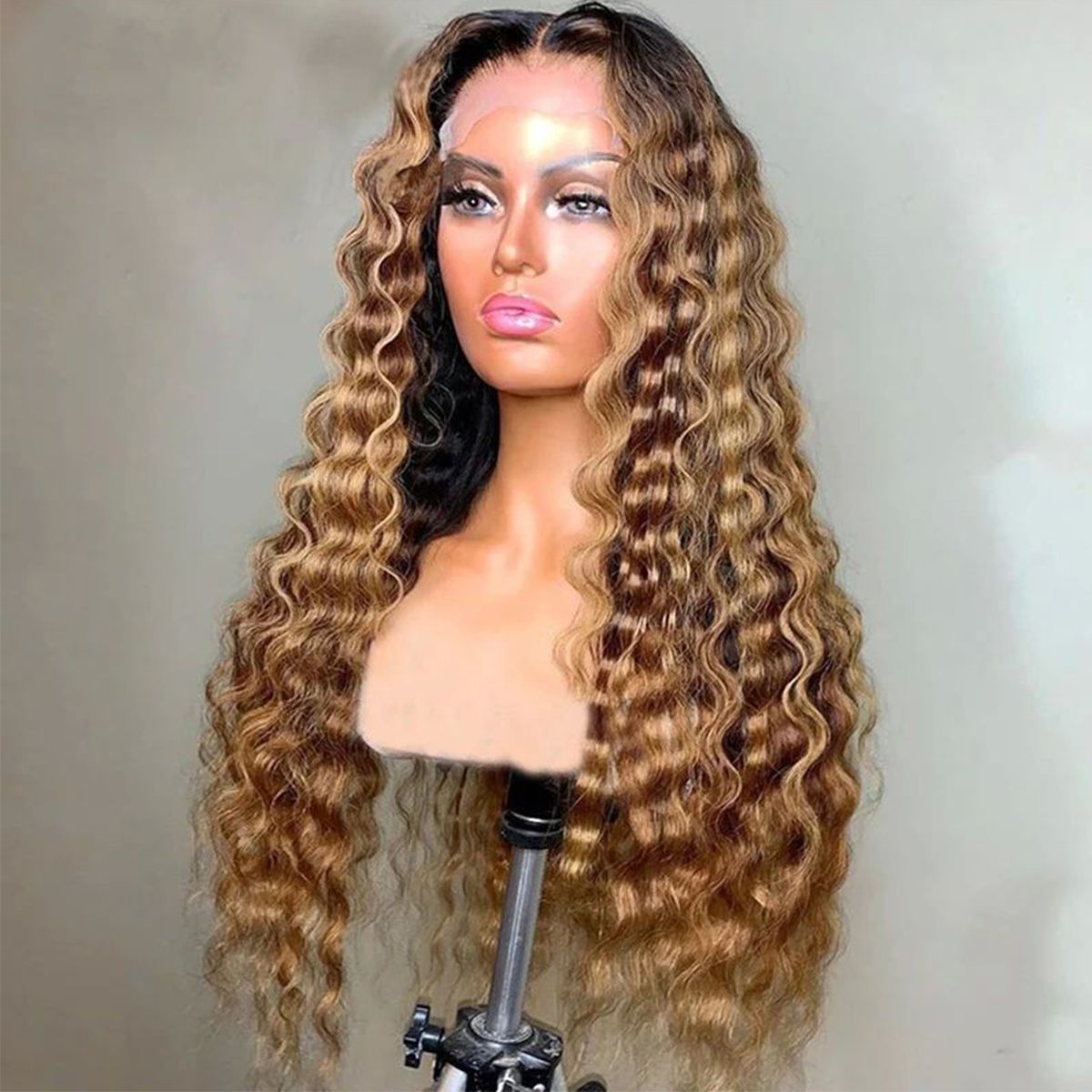 Ombre Highlight Honey Blonde Loose Deep Wave Wig 6x5 13x4 HD Lace Frontal Wig