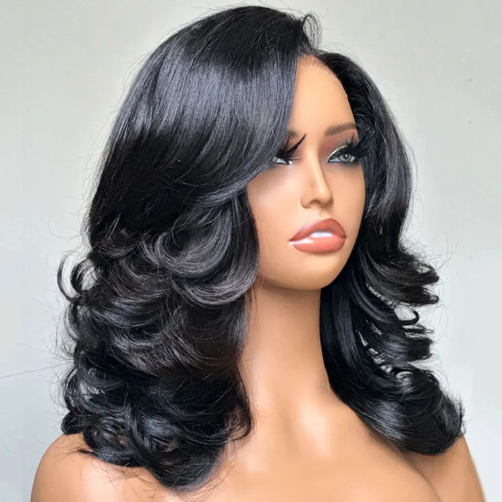 Layered Cut Loose Body Wave 6x5 HD Lace Wig Shoulder Length Human Hair Lace Wig