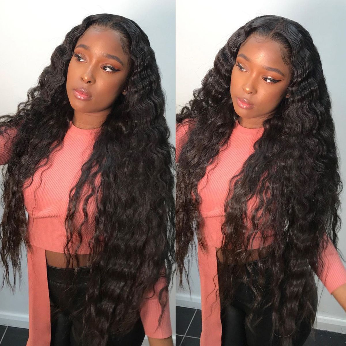 13×4 HD Lace Frontal Wigs Loose Deep Human Hair Wig Pre Plucked Hairline