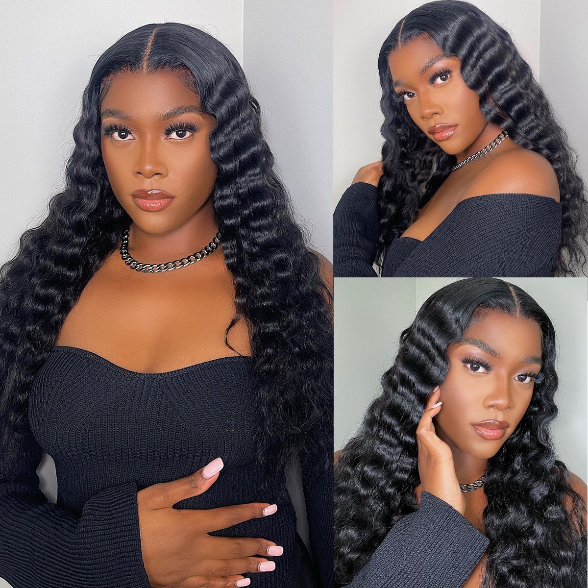 13×4 HD Lace Frontal Wigs Loose Deep Human Hair Wig Pre Plucked Hairline