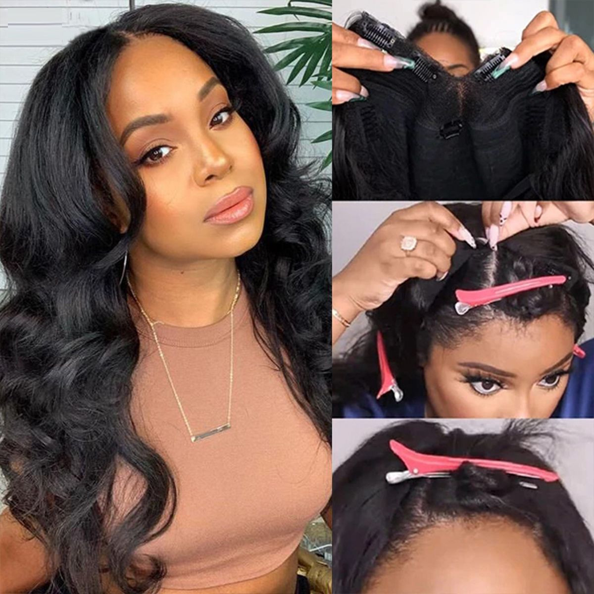 Loose Body Wave V Part Wig Barrel Curls Human Hair Wigs 180%