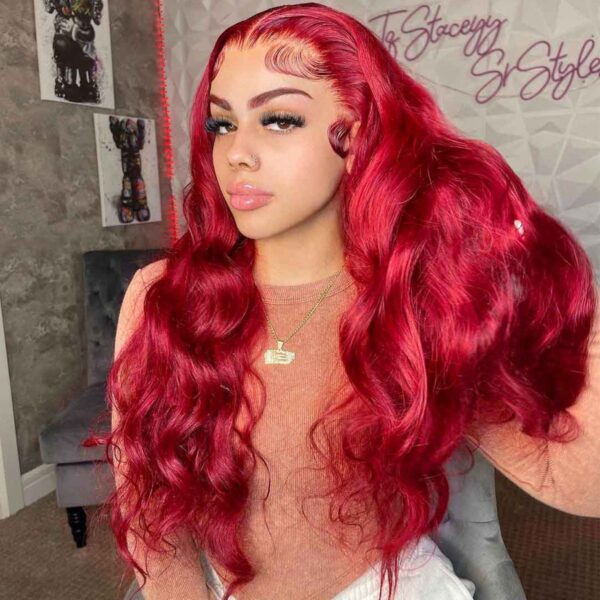 Red Body Wave Undetectable 6x5 13x4 HD Lace Front Wig Human Hair Wigs