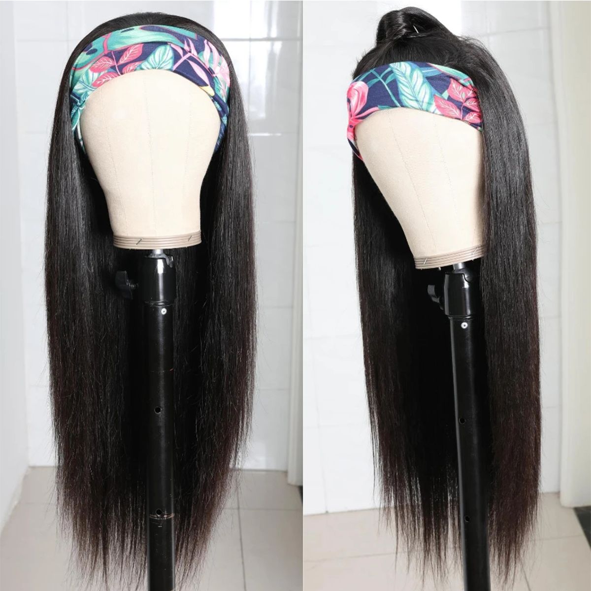 New Headband Wig Straight Human Hair Wigs 180% Density Beginner Friendly Half Wig