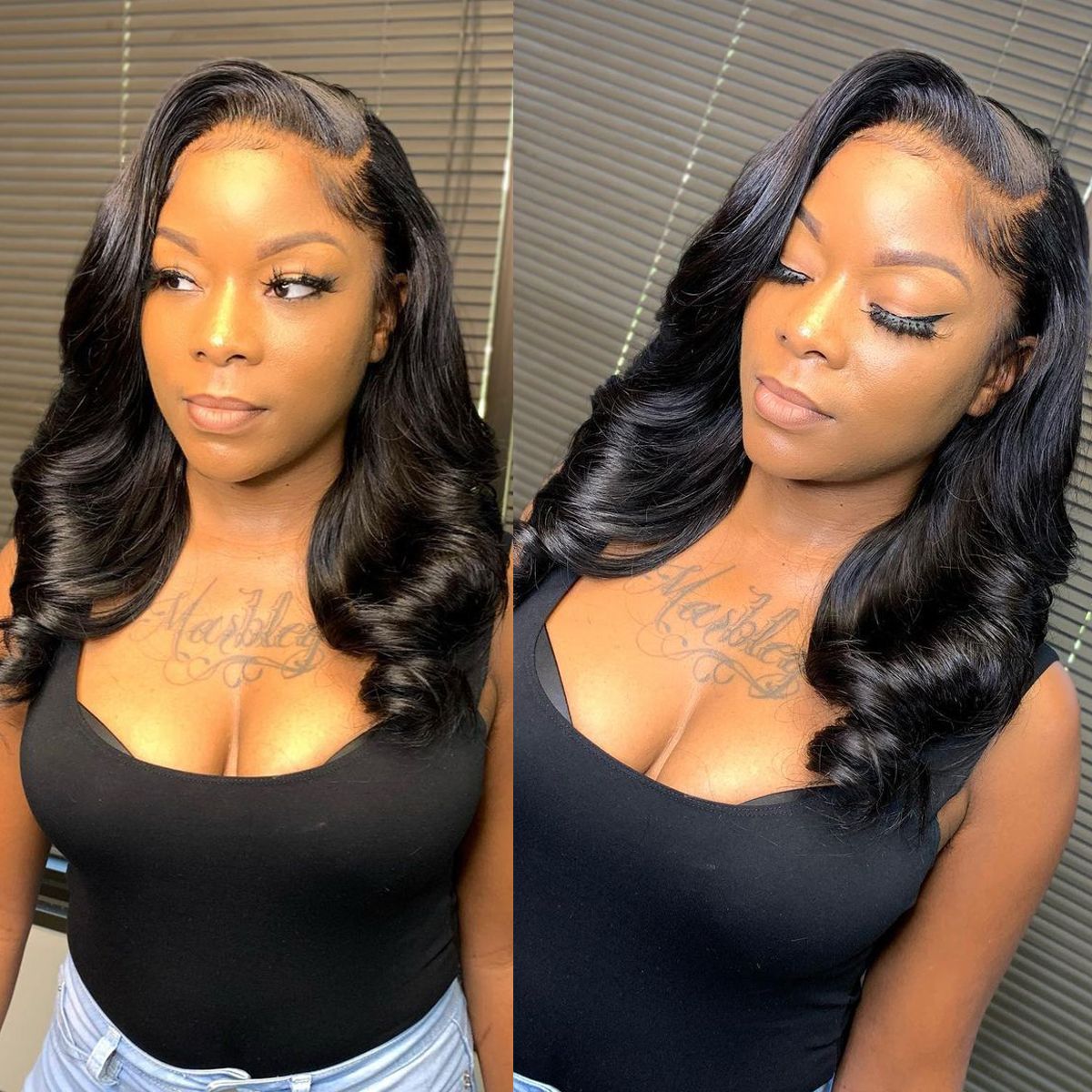 New Body Wave Shoulder Length Wig Glueless HD Lace Front Wig