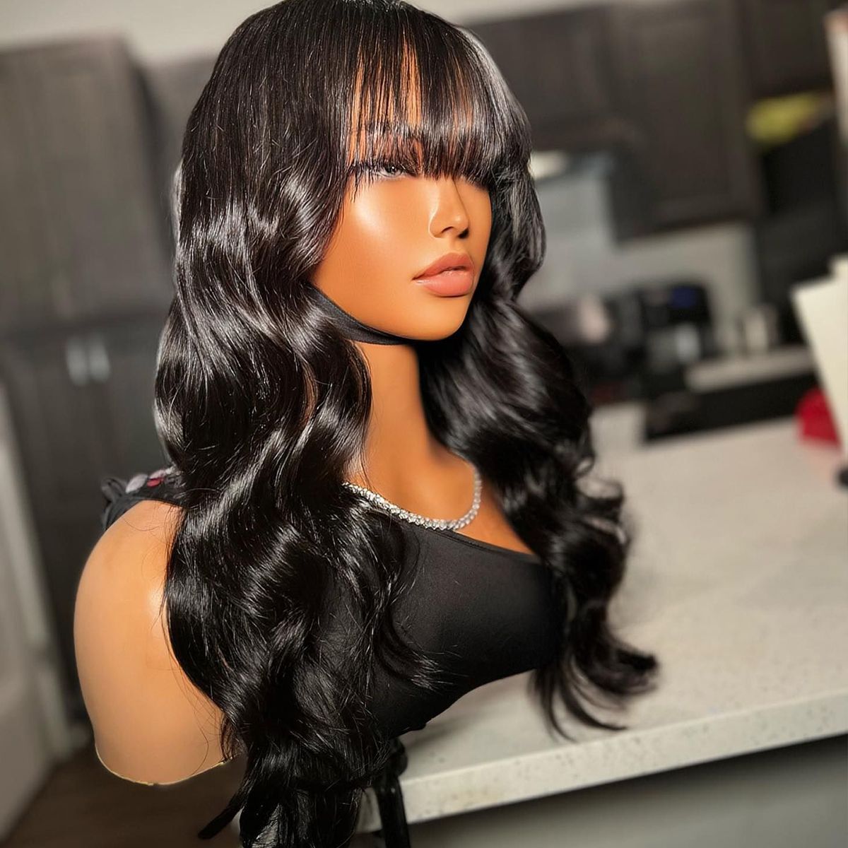 Wear Go Pre-Cut 5x5 Lace Glueless Wig Body Wave Lace Wigs with Bangs
