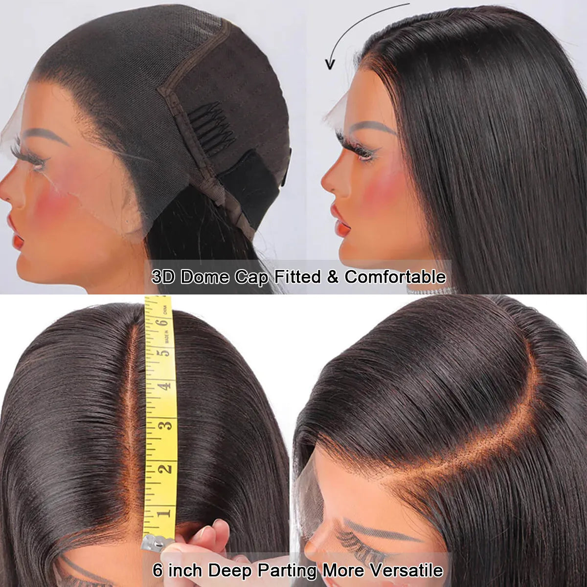 13x6 HD Lace Frontal Wig Pre-Bleached Knots Straight Virgin Human Hair Wigs 180% Density