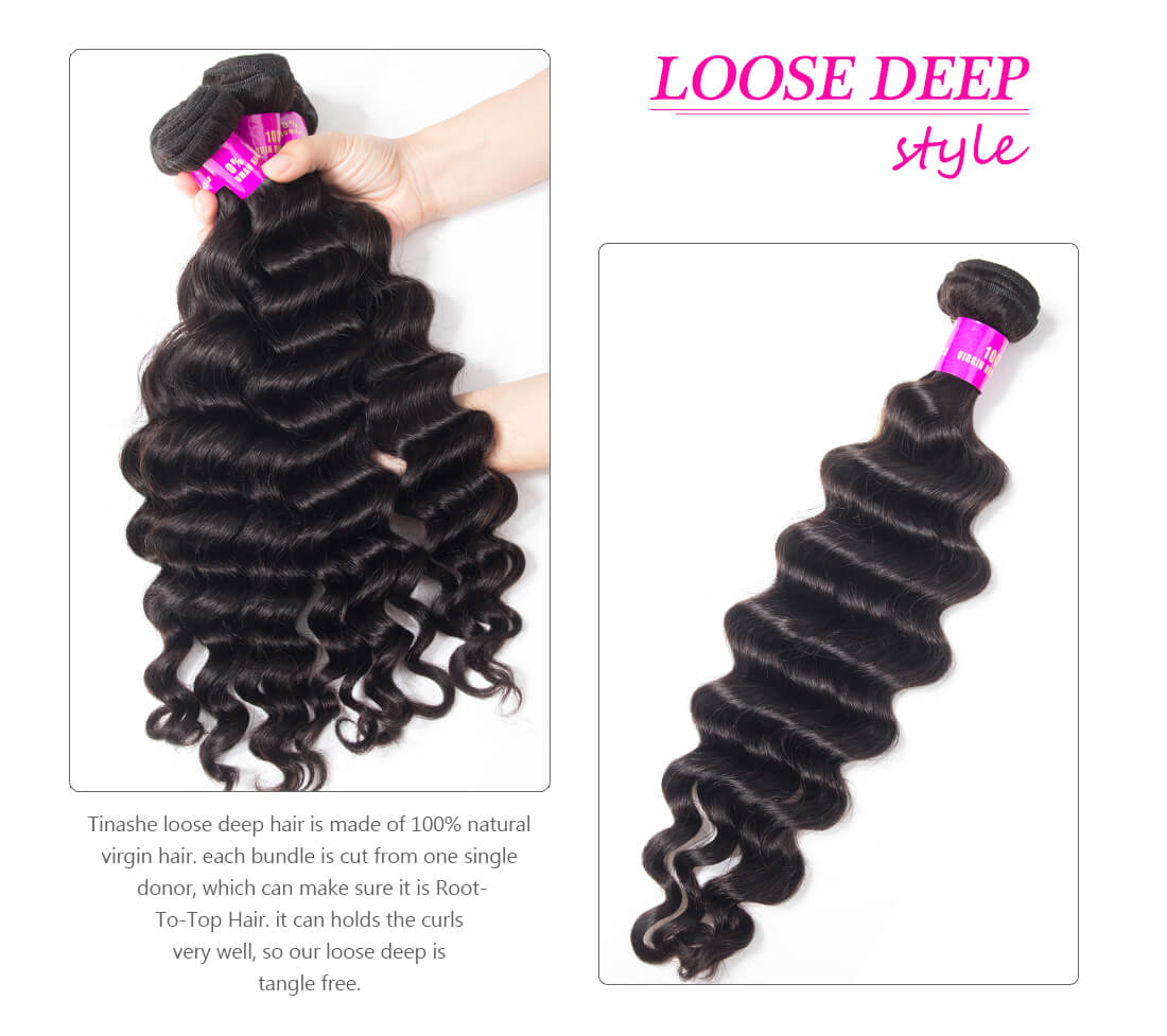 Tinashe Hair Brazilian Loose Deep Wave Bundles Remy Human Hair Extensions Loose Wave Deep Hair