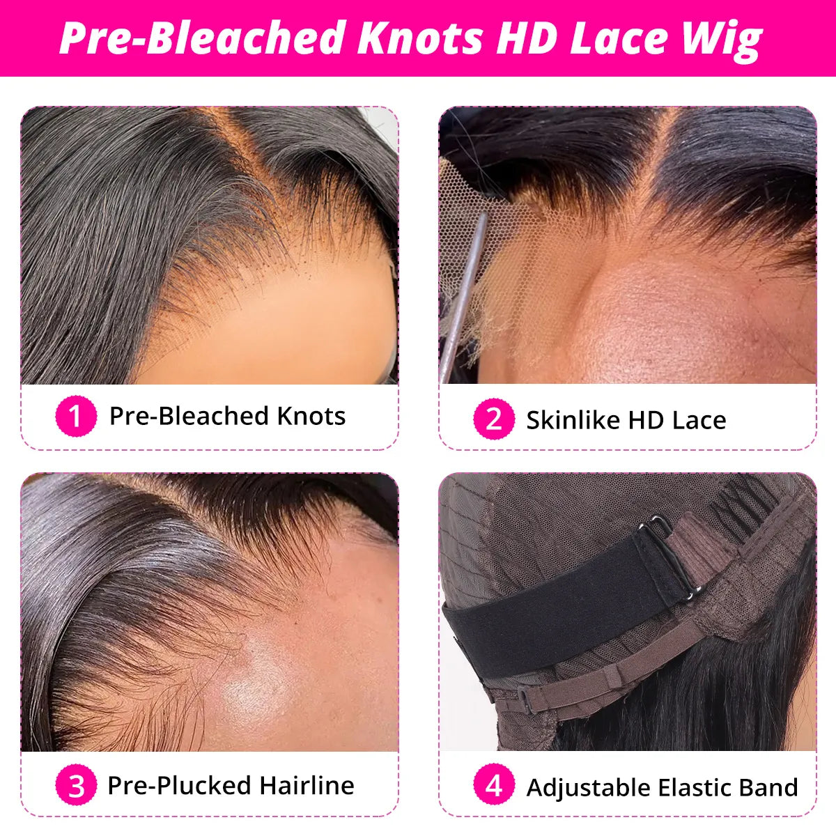 13x6 HD Lace Frontal Wig Pre-Bleached Knots Straight Virgin Human Hair Wigs 180% Density