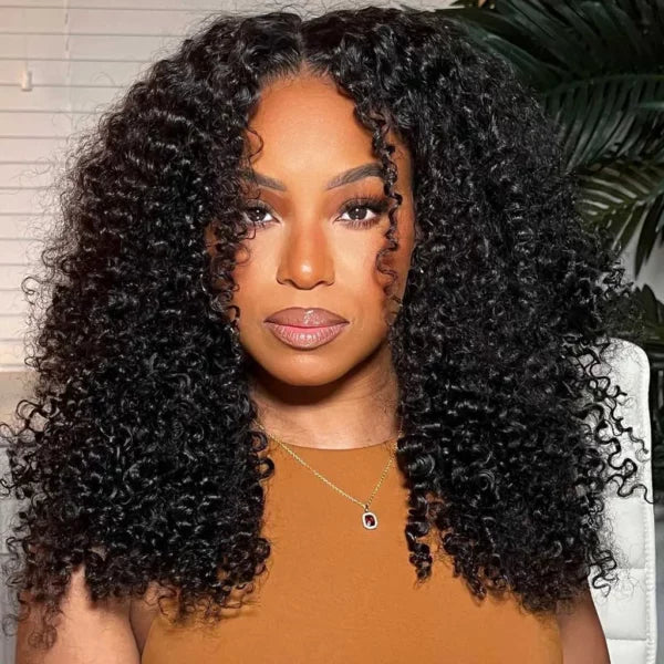 Curly U Part Wig Human Hair Half Wig Put On &amp; Go 180%