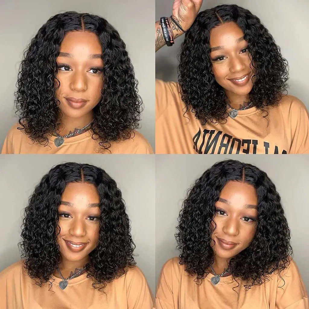 Ready To Go Glueless Deep Wave Bob Wig Pre-Cut 6x5 HD Lace Wig Bleached Knots