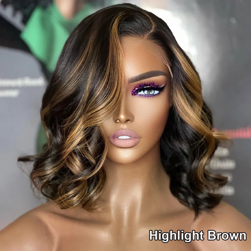 Glueless Highlight Loose Body Wave Bob Wig Pre-Cut 6x5 Lace & Bleached Knots