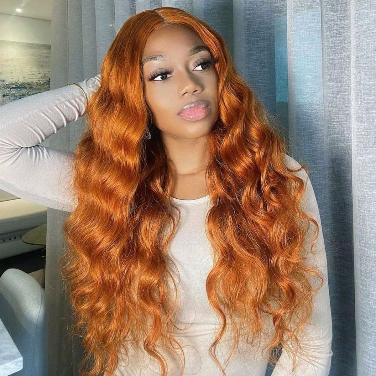 Orange Ginger Body Wave 13x4 HD Lace Front Wig 180% Density