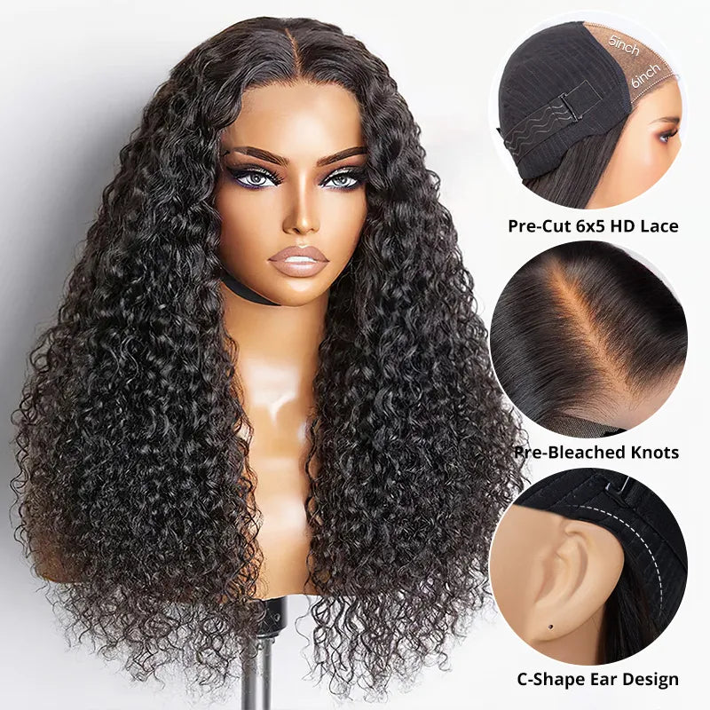 Ready To Go Deep Wave 6x5 Lace Wig Pre-Bleached Knots Glueless Wig Put It On &amp; Go