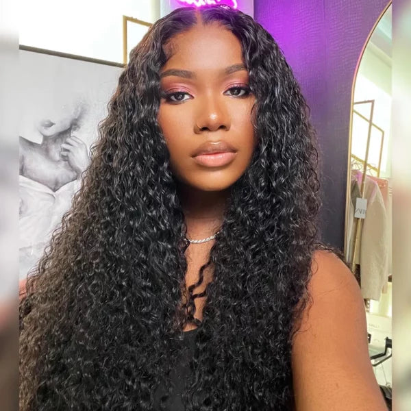 Glueless Lace Closure Wig Curly Pre-Cut Lace Human Hair Wig Pre-Bleached Knots