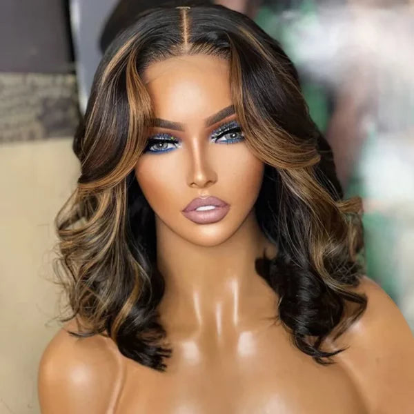 Ready To Go Highlight Loose Body Wave Pre-Cut 6x5 Lace Short Bob Wig Pre-Bleached Knots
