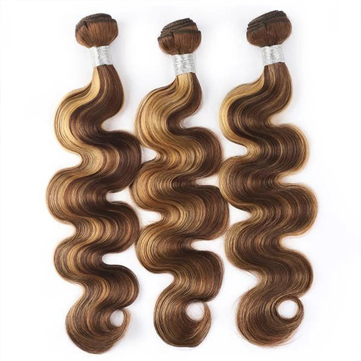 Honey Blonde Highlight Body Wave Hair 3 Bundles With 5x5 HD Lace Closure
